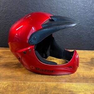 Razor Red Full Face Helmet Youth Kids Bike BMX ATV Motorcycle Protective Gear